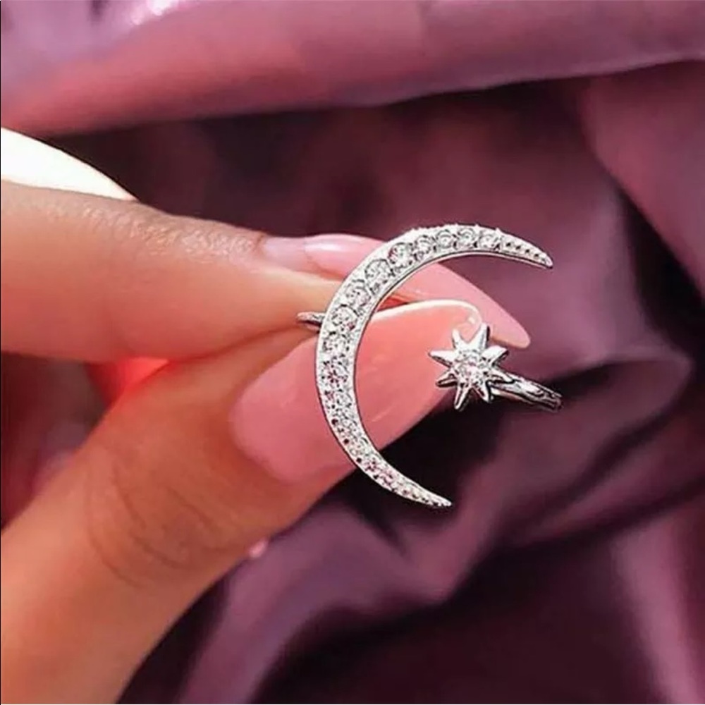 New Ring Moon Star Opening Finger Adjustable Ring